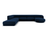 Canapé d'angle côté gauche 6 places en tissu velours bleu roi