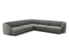 Canapé d'angle symétrique 5 places en tissu velours gris clair