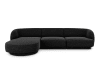 Canapé d'angle gauche 4 places en tissu chenille noir