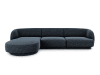 Canapé d'angle gauche 4 places en tissu chenille bleu roi