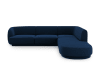 Canapé d'angle droit 6 places en tissu velours bleu roi