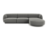 Canapé d'angle droit 4 places en tissu velours gris clair