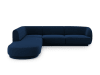 Canapé d'angle gauche 6 places en tissu velours bleu roi