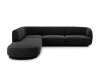 Canapé d'angle gauche 6 places en tissu chenille noir