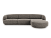 Canapé d'angle droit 4 places en tissu chenille gris