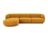 Canapé d'angle gauche 4 places en tissu velours jaune