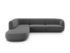 Canapé d'angle gauche 6 places en tissu velours gris