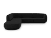 Canapé d'angle gauche 6 places en tissu velours noir
