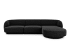 Canapé d'angle droit 4 places en tissu chenille noir
