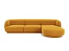 Canapé d'angle droit 4 places en tissu velours jaune