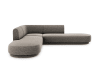 Canapé d'angle symétrique 5 places en tissu chenille gris
