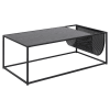 Table basse rectangulaire avec range magazine en mdf et métal noir