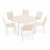 Ensemble table de jardin ronde et 6 chaises en métal ivoire