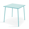 Table de jardin carrée en métal turquoise 70cm