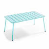 Table basse de jardin acier turquoise 90 x 50 cm