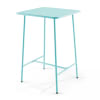 Table haute de jardin carrée en acier bleu turquoise 70cm
