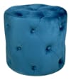 Pouf in velluto capitonné blu petrolio