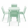 Ensemble table de jardin et 4 chaises en métal vert sauge