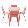 Mesa de jardín y 4 sillas de metal arcilla