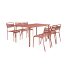 Ensemble de jardin en métal terracotta table et 6 chaises