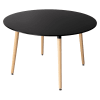 Table à manger ronde style scandinave noire et bois de hêtre