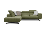 Canapé d'angle gauche 5 places tissu vert
