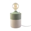 Lámpara artesanal de metal reciclado beige y verde 48x20 cm