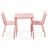 Conjunto mesa de jardín cuadrada y 2 sillas acero arcilla