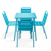 Tavolo da giardino e 4 sedie in metallo blu
