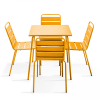 Ensemble table de jardin et 4 chaises en métal jaune