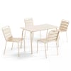 Ensemble table de jardin en métal et 4 chaises ivoire