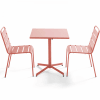 Ensemble table de jardin carrée et 2 chaises métal argile