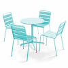 Ensemble table de jardin ronde et 4 chaises en métal turquoise