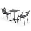 Ensemble table de jardin stratifié noir et 2 fauteuils palavas gris