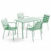 Ensemble table de jardin et 4 fauteuils en métal vert sauge