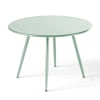 Tavolino basso rotondo in metallo verde salvia di 40 cm