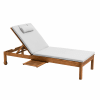 Bain de soleil avec coussin et tablette en bois écru