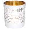 Photophore prénom en verre blanc et or Delphine
