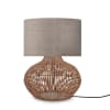 Lampe de table rotin abat-jour lin naturel/lin fonc√©, h. 48cm