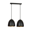 Hängelampe mit 2 schwarzen und goldenen kuppelförmigen Lampenschirmen