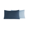 2 taies d'oreiller bicolores en percale coton indigo/nuage 50x70 cm