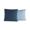 2 taies d'oreiller bicolores en percale coton indigo/nuage 65x65 cm