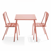 Ensemble table de jardin carrée et 2 chaises bistrot argile