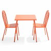 Mesa de jardín y 2 sillas de acero naranja estilo bistró