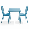 Mesa de jardín y conjunto de 2 sillas de acero azul pacífico