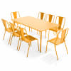 Ensemble table de jardin et 8 chaises bistrot en acier jaune