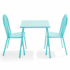 Ensemble table de jardin bistrot et 2 chaises en acier turquoise