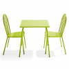 Mesa de jardín y 2 sillas de acero verde estilo bistró