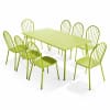 Ensemble table de jardin et 8 chaises bistrot en acier vert