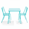 Mesa de jardín cuadrada y 2 sillas de bistró turquesa